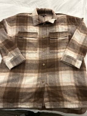 Banana Republic XXL Women’s Shacket Pockets Soft Neutral Cabin Lodgecore
